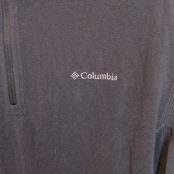 Columbia Sweater Men's xl Black Pullover 1/4 Zip Logo Fleece Mock Neck - Picture 3 of 5